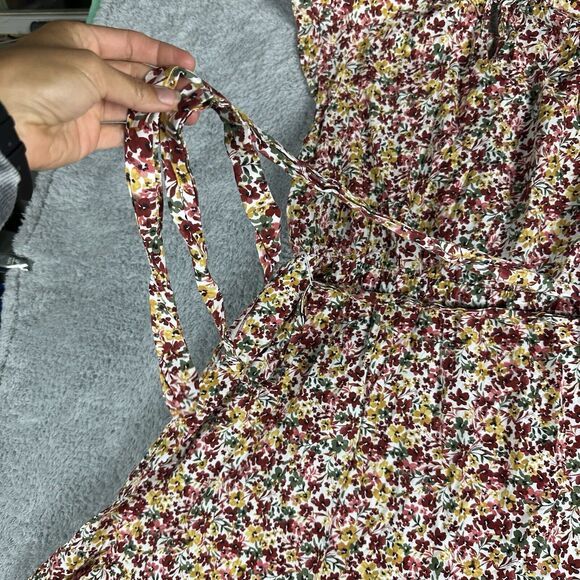 Time and Tru Cottagecore Flutter Sleeve Dress XL 16 18 Wildflower Tiered Midi - Picture 13 of 15